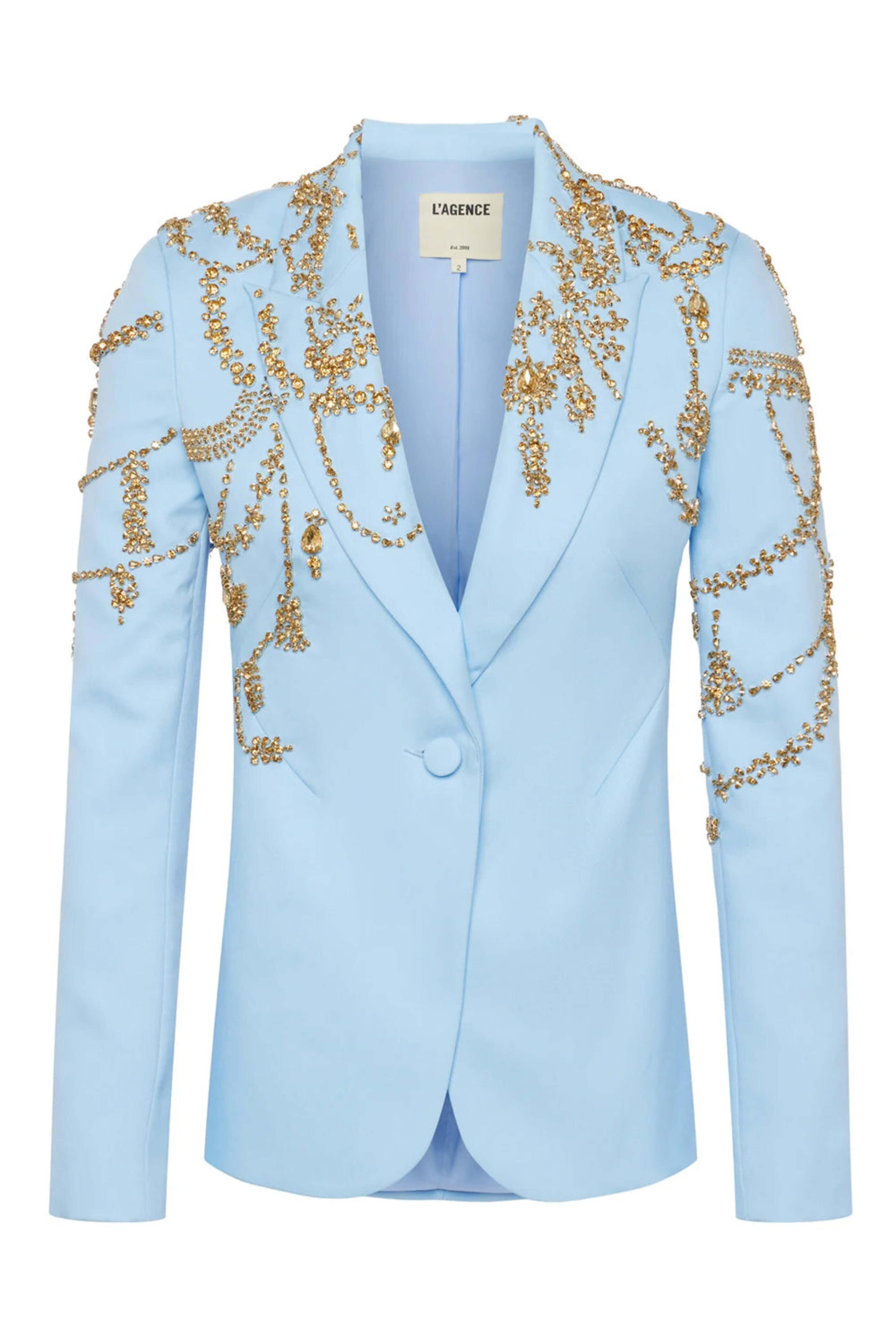 L'Agence - Light Blue Crystal Embellished Clementine Blazer