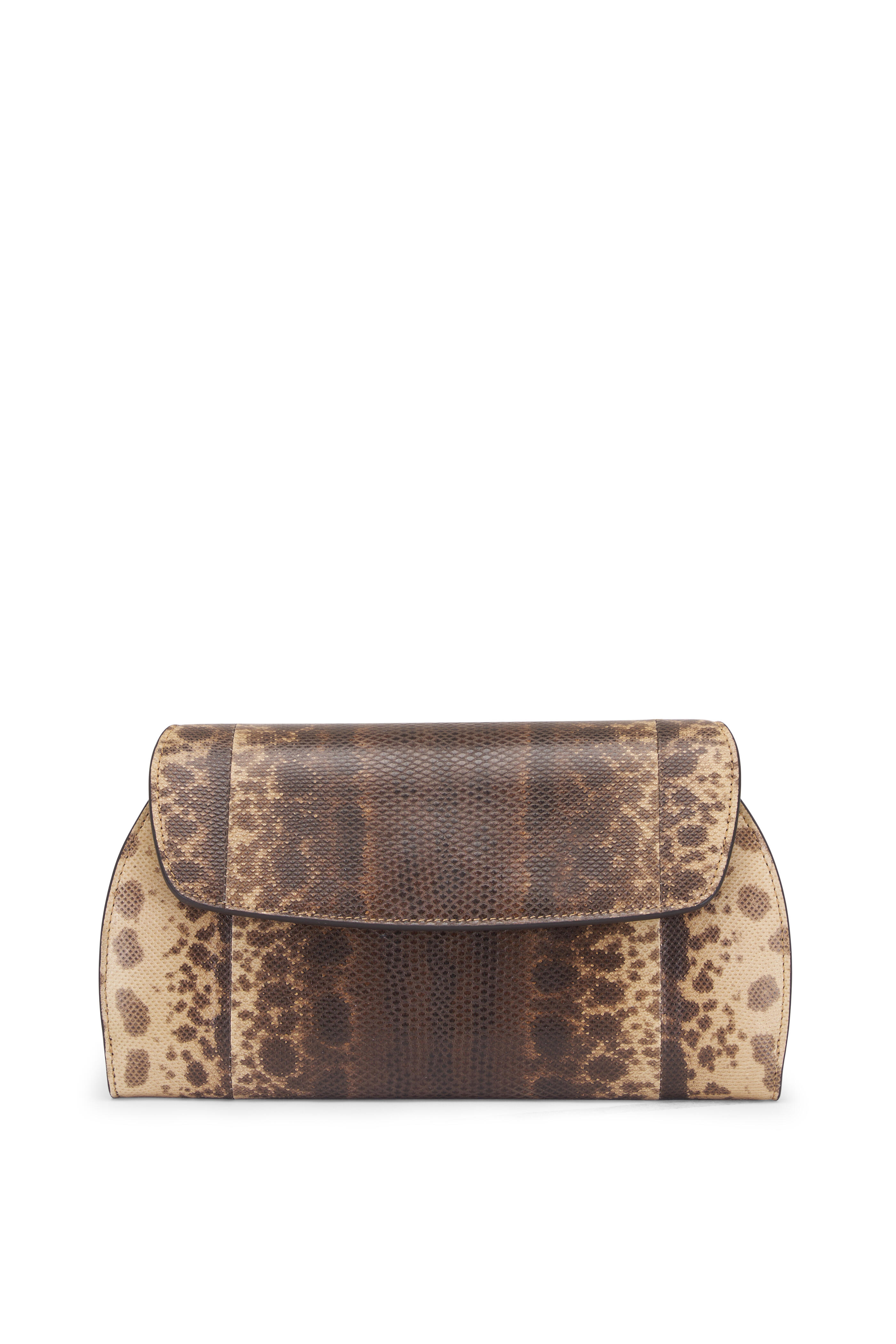 The Row - Curved Beige Ans Leather Clutch