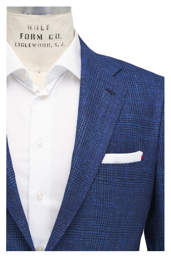 Kiton Blue Glenplaid Sportcoat 