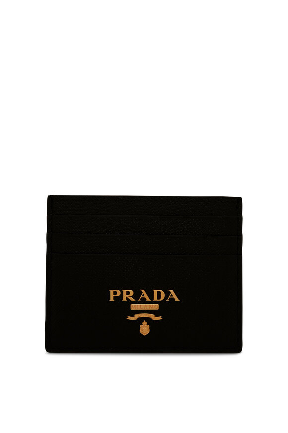 Prada Black Saffiano Leather Logo Card Case