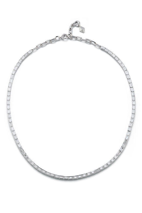 Walters Faith 18k White Gold Baguette Diamond Tennis Necklace