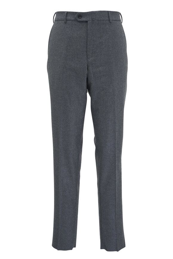 【関税&送料込】Golden  Light Grey Wool Trousers With D Light Grey Wool Stretch Dress Pant - Custom Fit Tailored