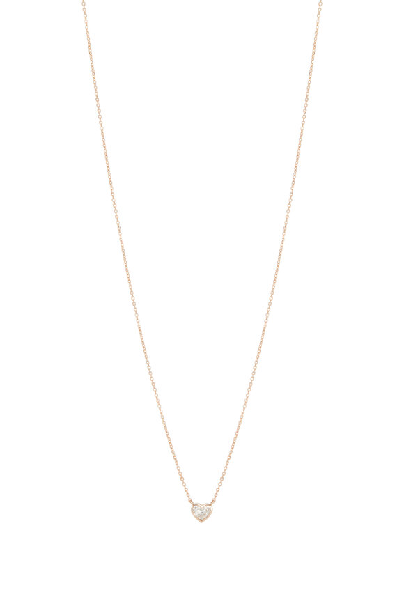 Kai Linz 18K Rose Gold Bezel Diamond Heart Necklace