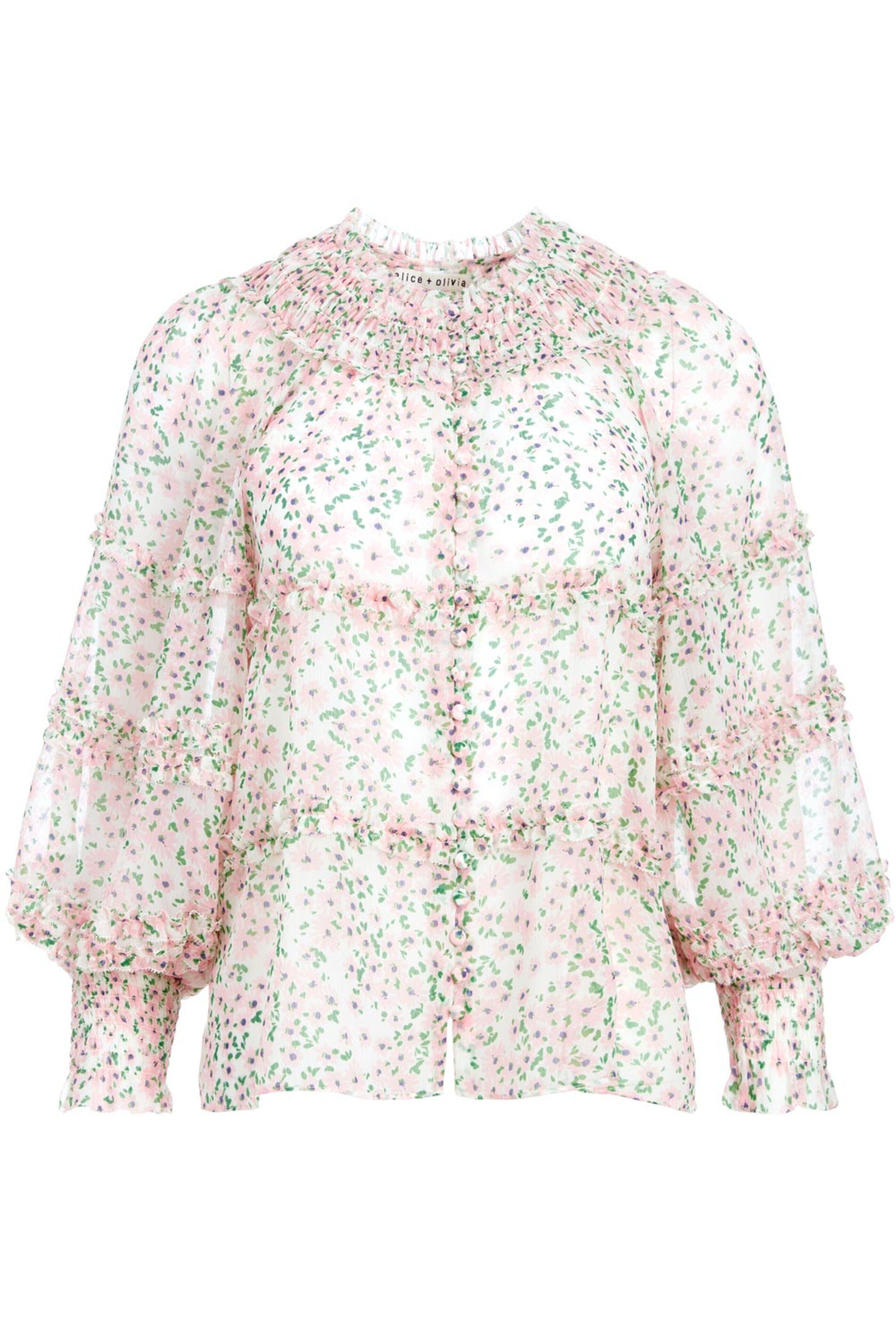 Alice & Olivia - Soft White Floral Margery Blouse