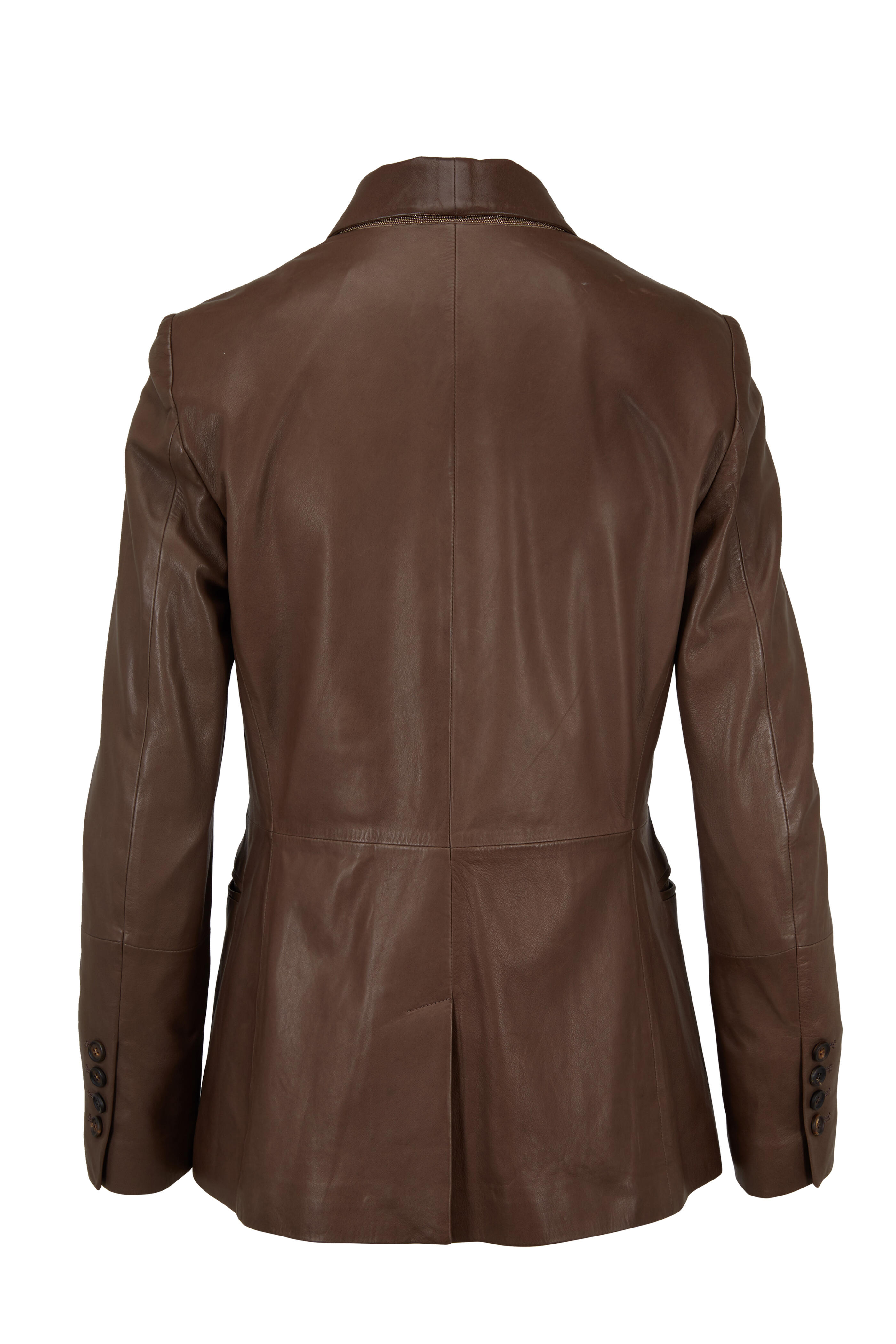 Brunello Cucinelli - Brown Single Button Leather Jacket