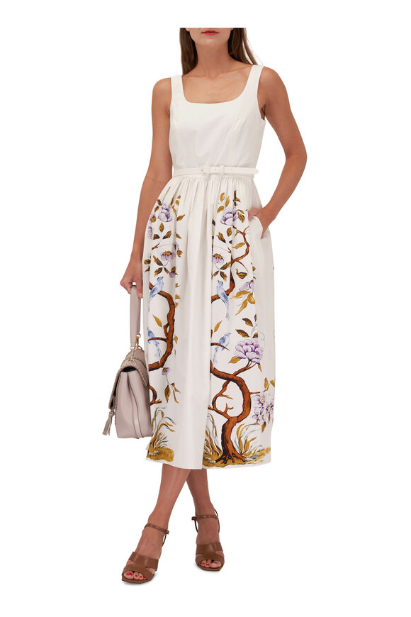 Adam Lippes - Heavy Printed Poplin Scoop Neck Dress 