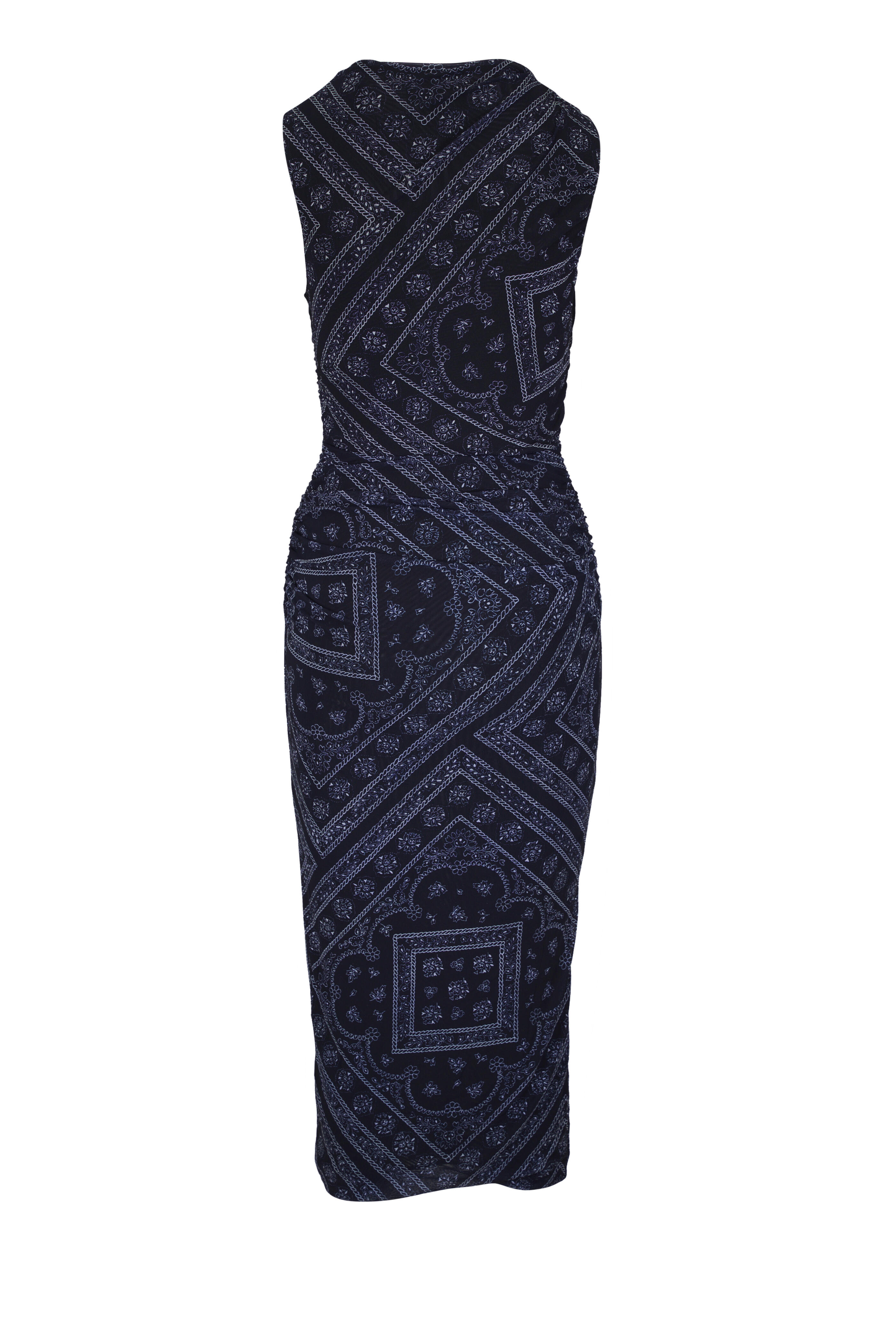 Veronica Beard - Rubelle Navy Paisley Print Midi Dress - view 3