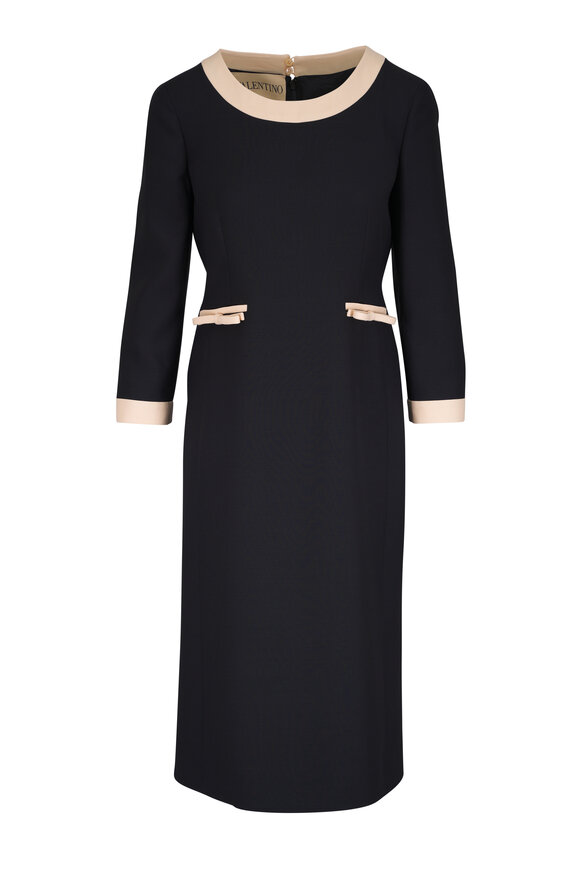 Valentino - Black Tie Neck Long Sleeve Dress | Mitchell Stores