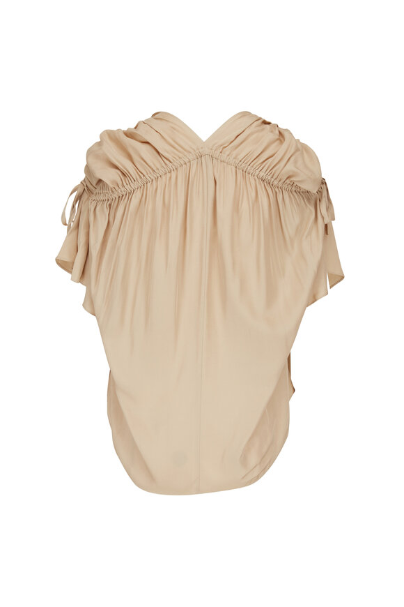 Vince - Light Brass Ruched Flutter Sleeve Blouse