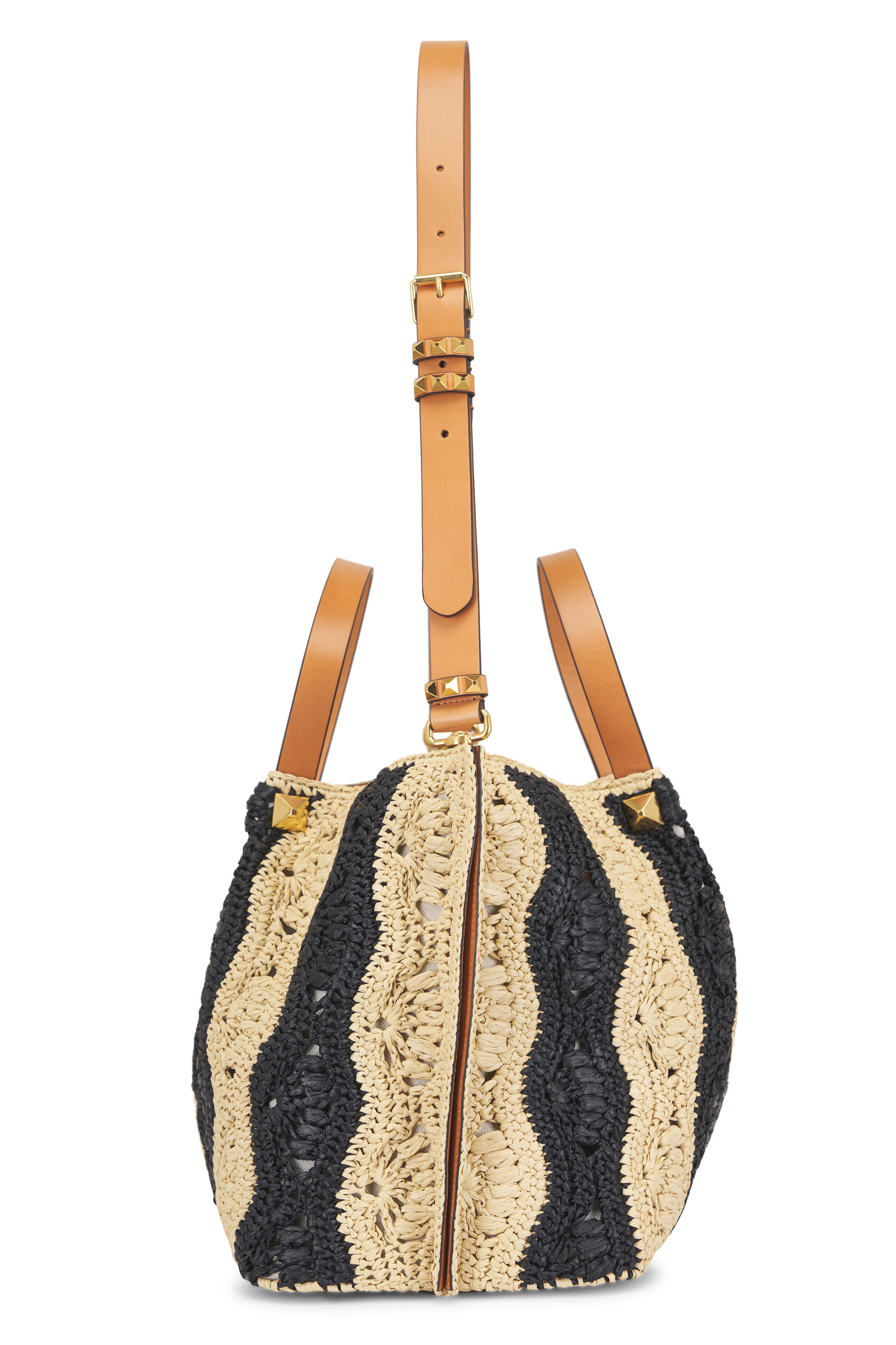 Valentino Garavani - VLogo Signature Black & Natural Raffia Tote