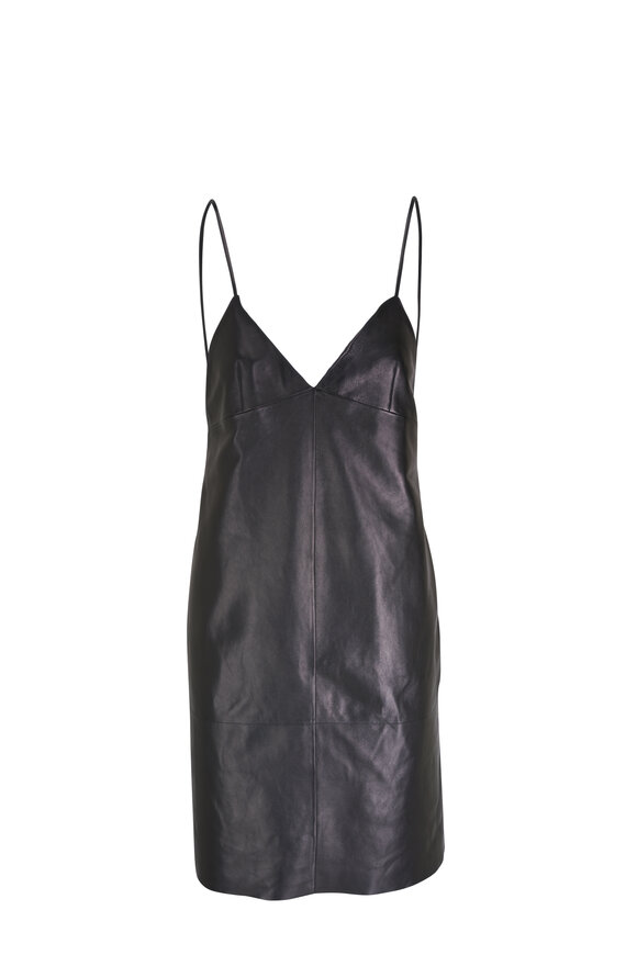 Saint Laurent - Nightie Black Leather Sleeveless Dress 