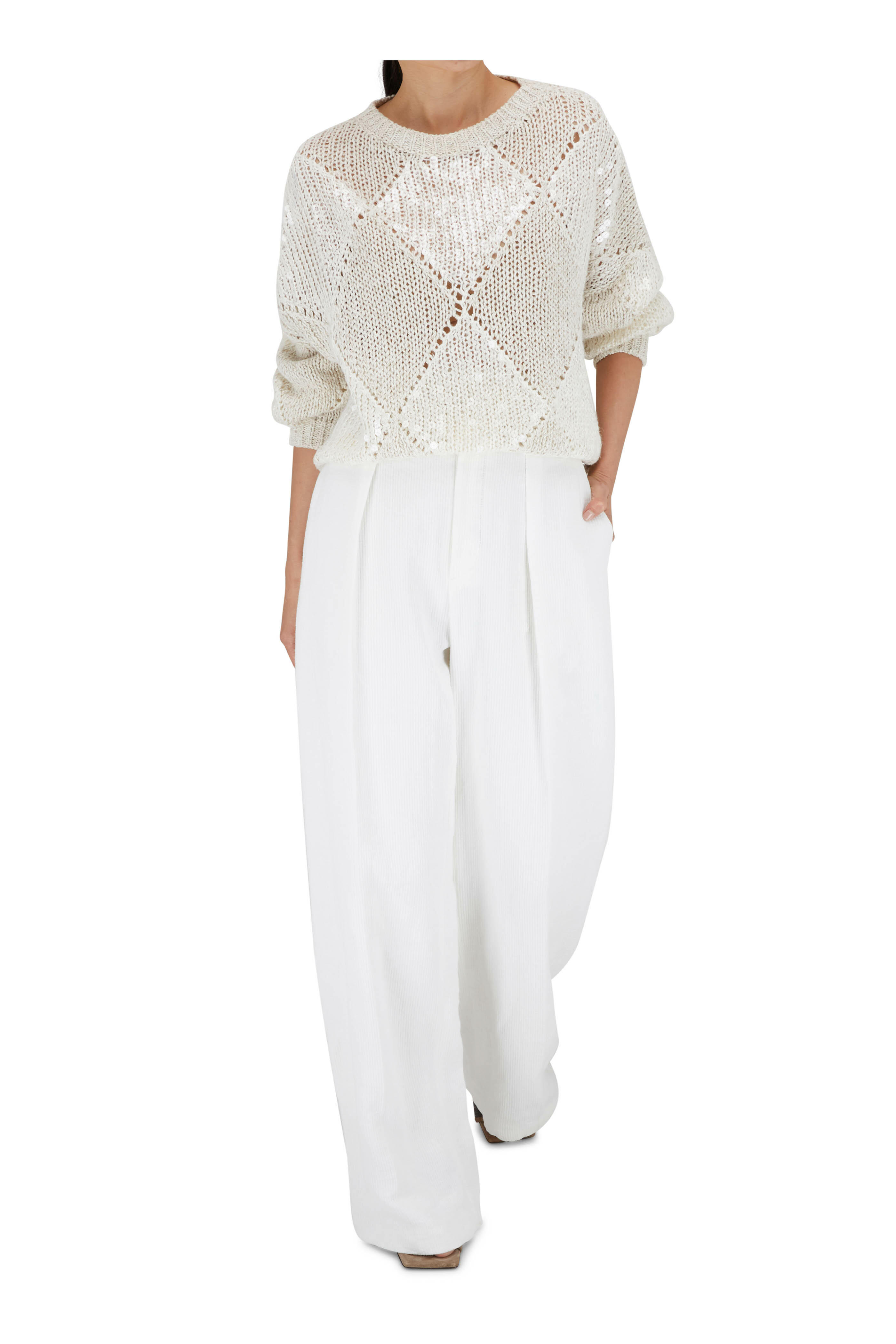 Brunello Cucinelli - Oat Opera Knit Paillette Sweater