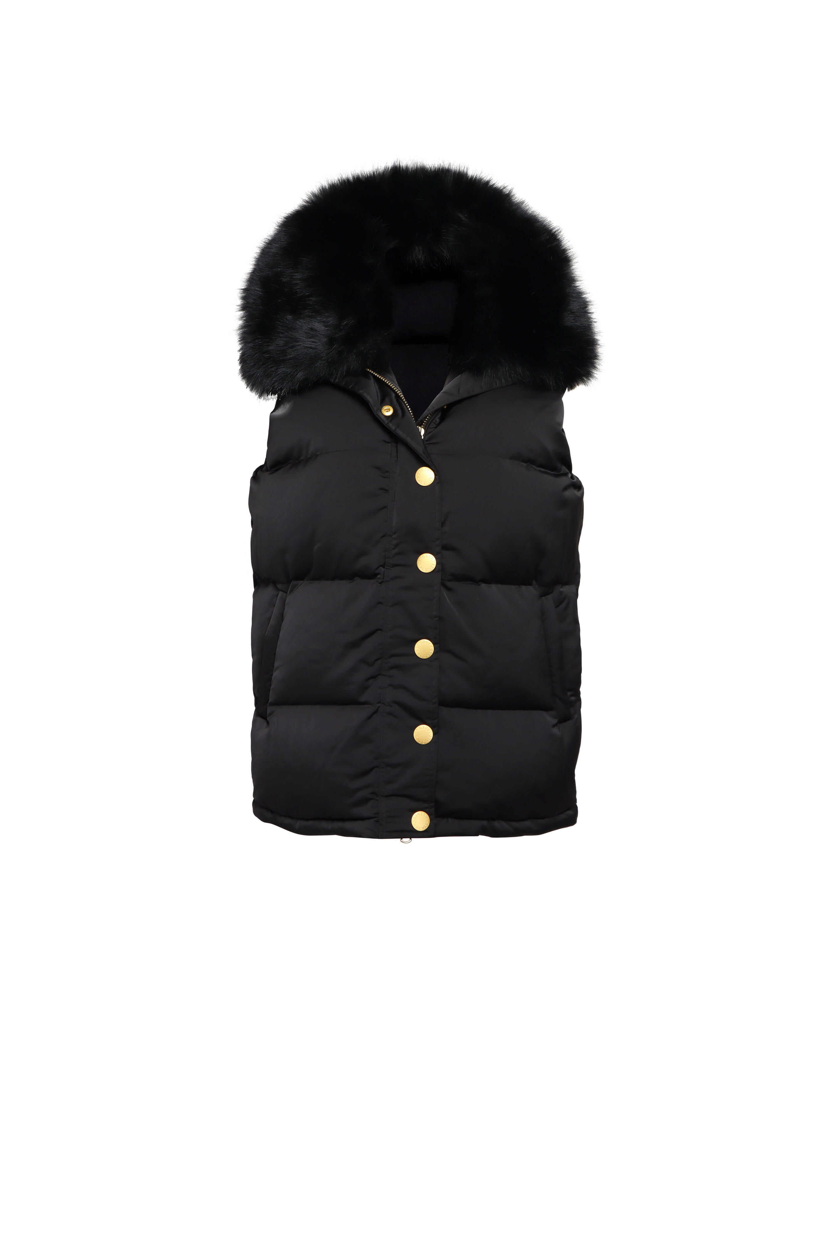L'Agence - Nalo Black Faux Fur Puffer Vest
