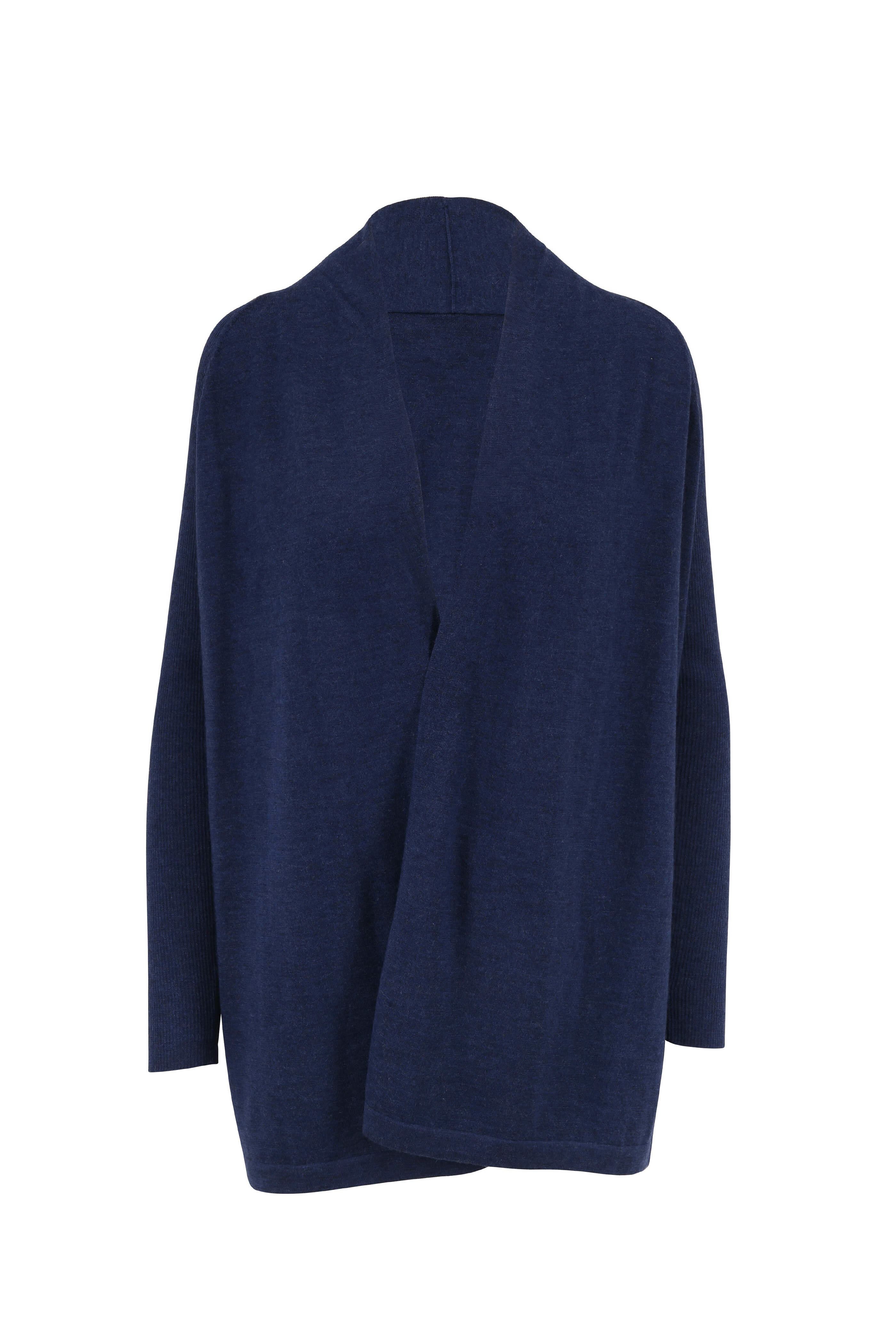 Kinross Adriactic Cashmere Ribbed Sleeve Cardigan 3260