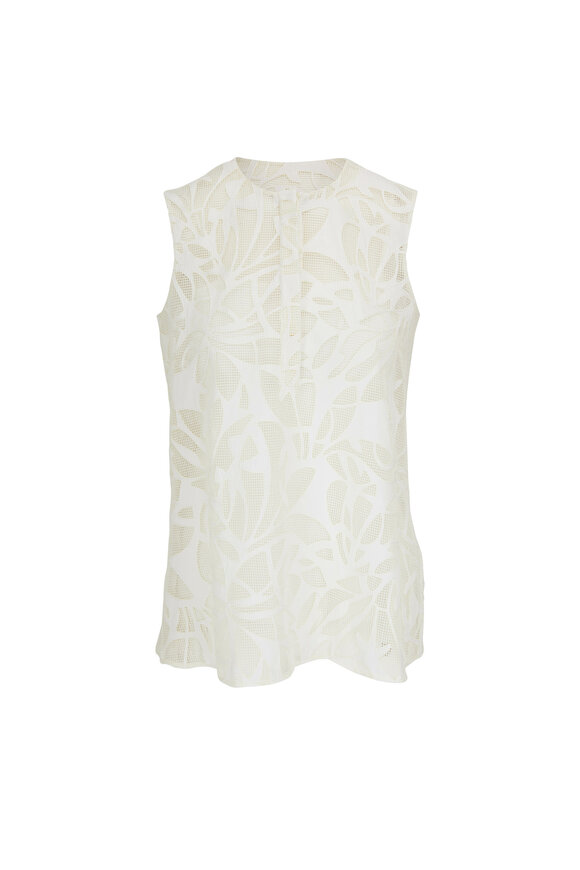 Akris Punto - Exclusively Ours! Cream Cutout Leaves Blouse