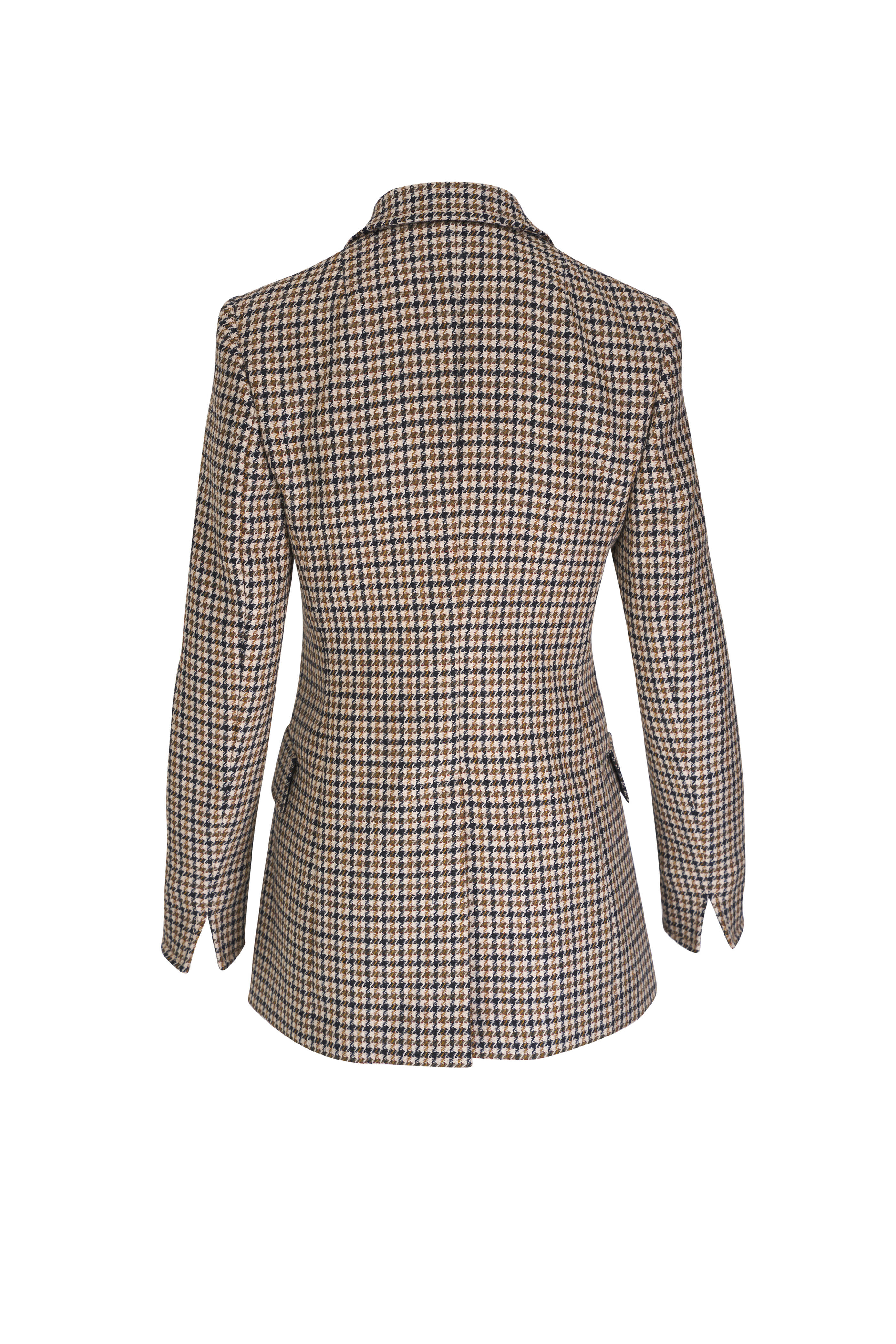 Akris Punto - Brown & Black Houndstooth Wool Boyfriend Blazer