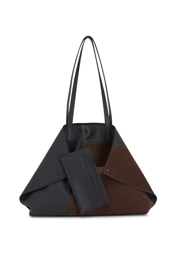 Akris - Medium Ai Mocca Suede Patch Leather Tote