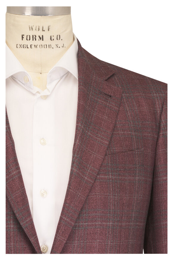 Canali Kei Garnet Plaid Silk & Cashmere Sporcoat - view 1