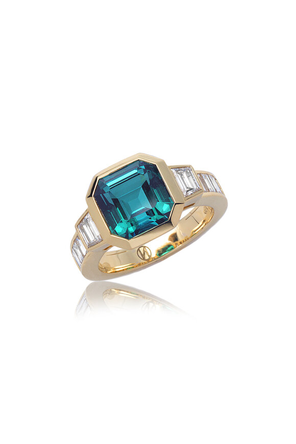 Nam Cho 18k Yellow Gold Lagoon Tourmaline & Diamond Ring