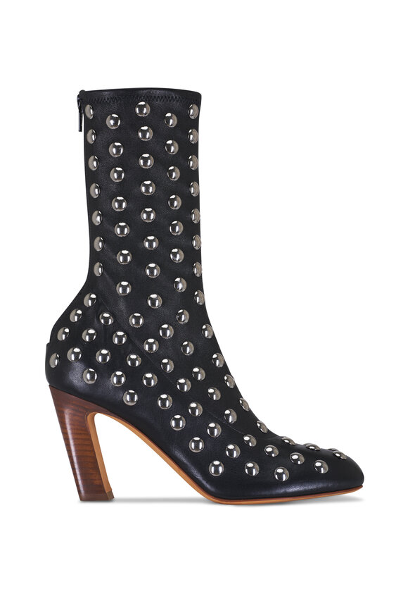 Khaite - Apollo Black Leather Studded Boot, 85mm