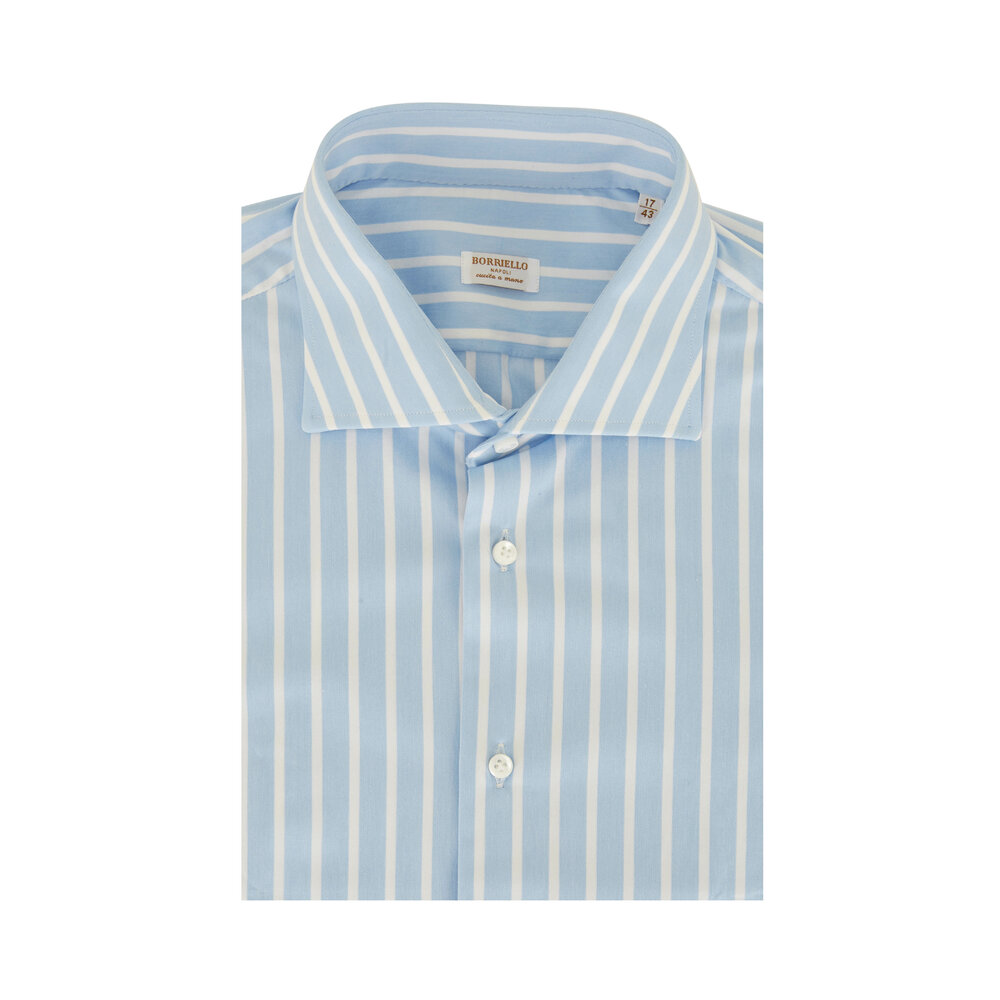 Tシャツ・カットソー BORRIELLO FW24 'Marechiaro' shirt (19050 3) Borriello - Blue & White Wide Stripe Dress Shirt