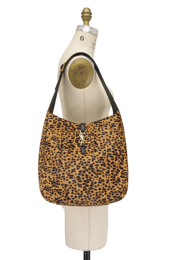 Saint Laurent Large Le 5A7 Leopard Print Hobo Bag - view 7