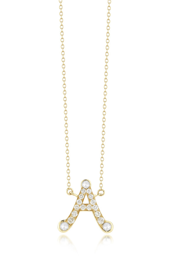 Nam Cho 18k Yellow Gold Diamond "A" Charm Pendant Necklace - view 1