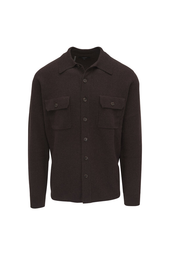 Kinross Coffee Cashmere Shirt Jacket