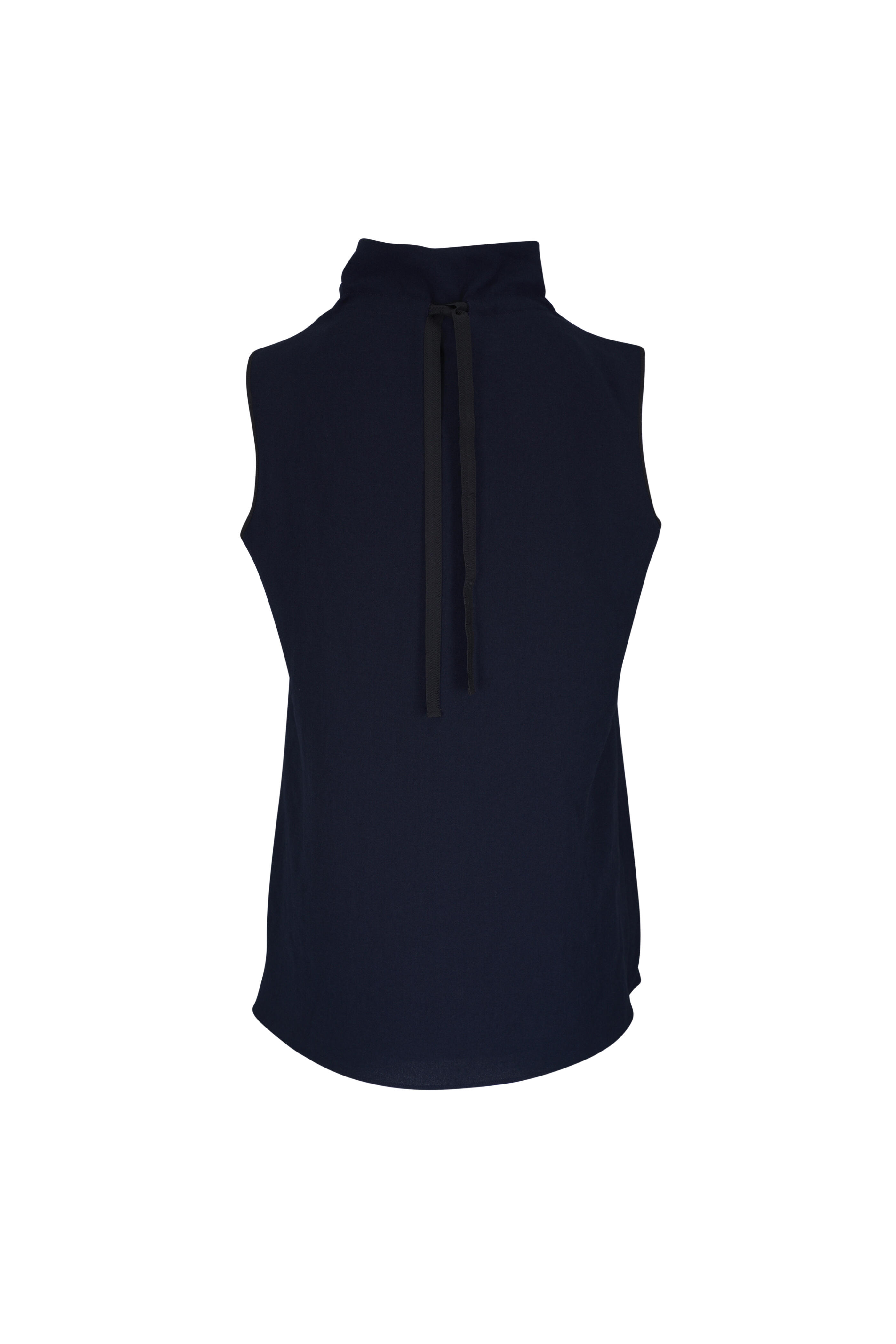 KZ_K Studio - Arch Cinch Navy Pebble Tech Crepe Top