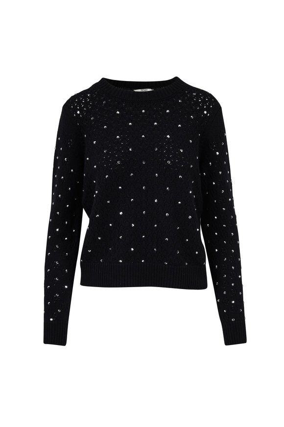 Fendi - Black Starlight Crystals Wool & Cashmere Sweater
