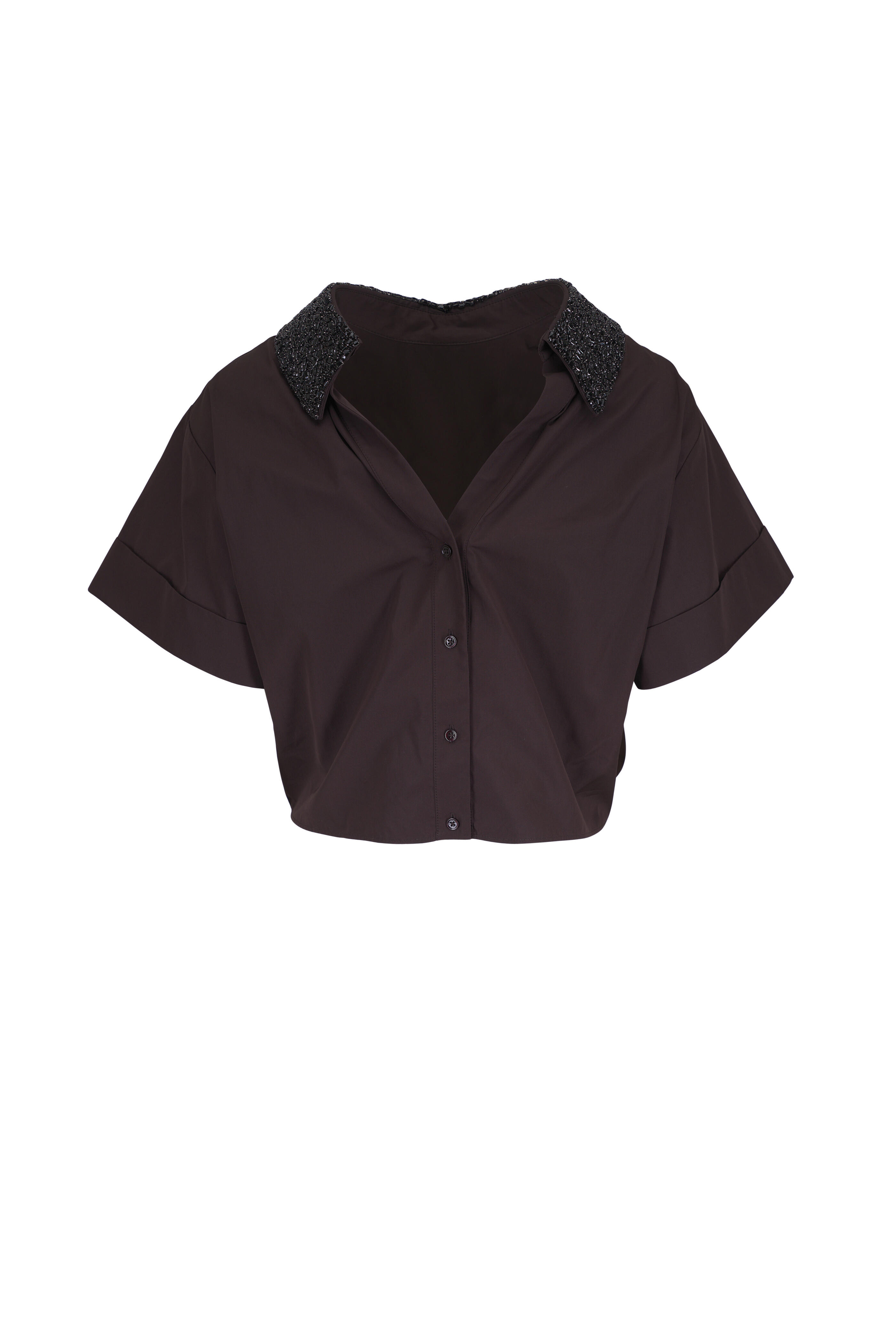 TWP - Forever & Always Chocolate Crystal Collar Top
