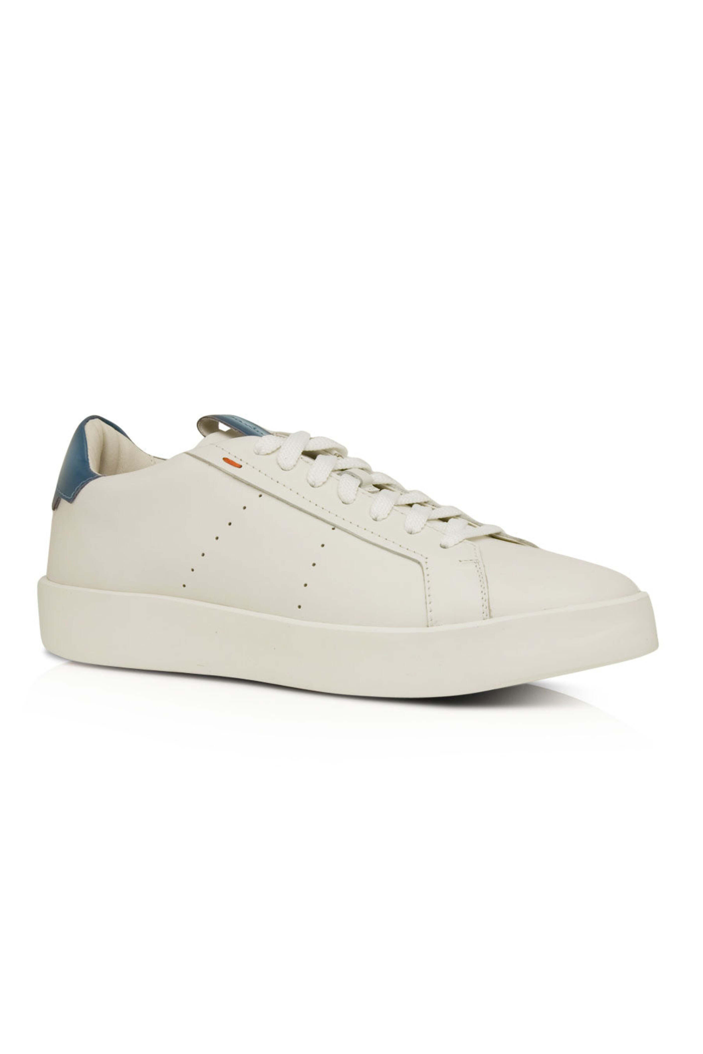 Santoni - Colorblock Leather Sneaker in White and Blue