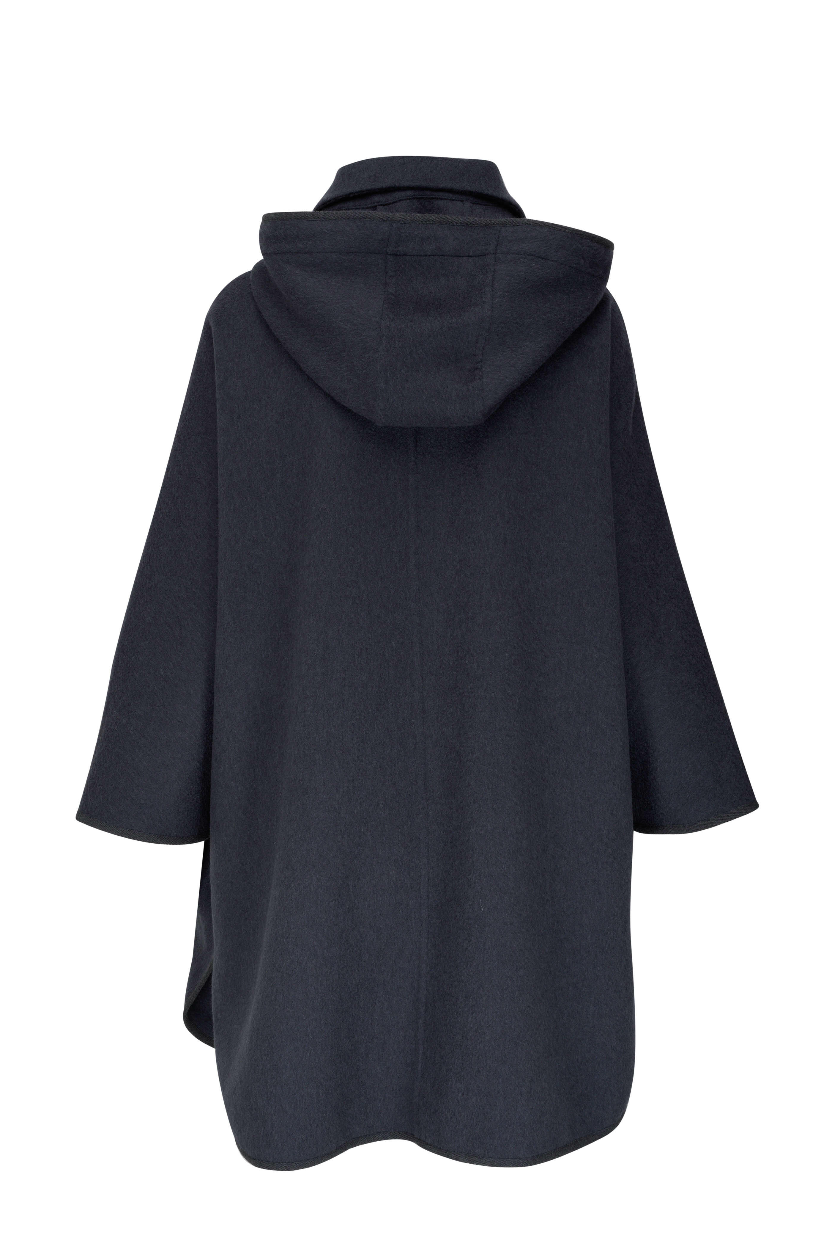 Brown Cashmere Short Hooded Cape