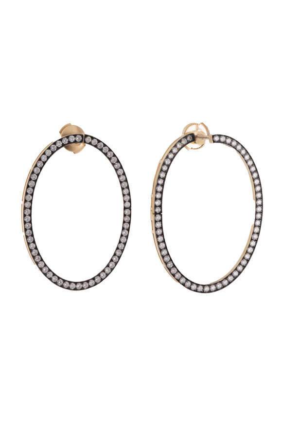 Sylva & Cie Diamond Forward Hoop Earrings