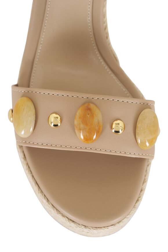 Gianvito Rossi Sand Embellished Leather Espadrille Wedge, 70mm - view 5