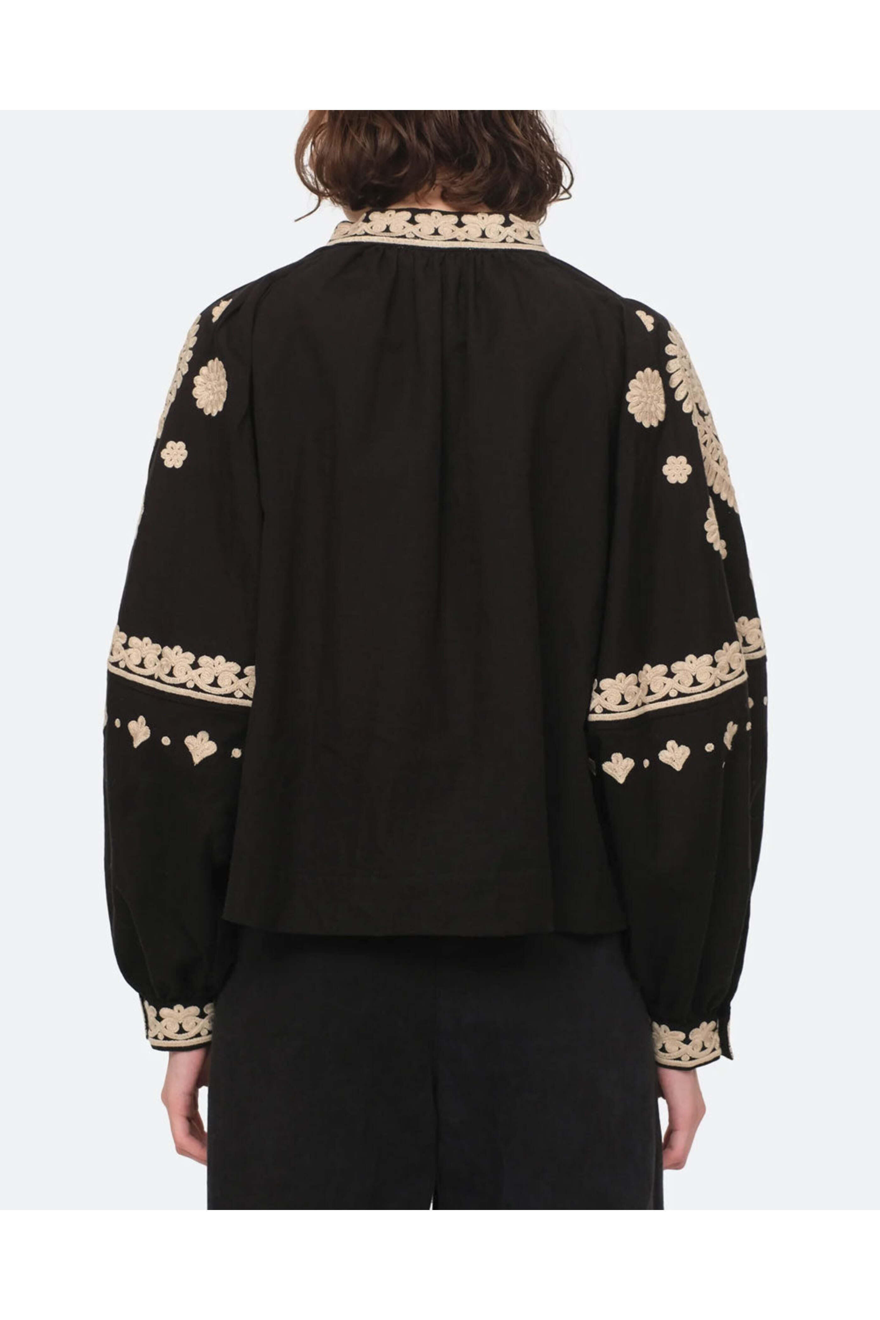 Sea NYC - Black Holly Soutache Long Sleeve Top
