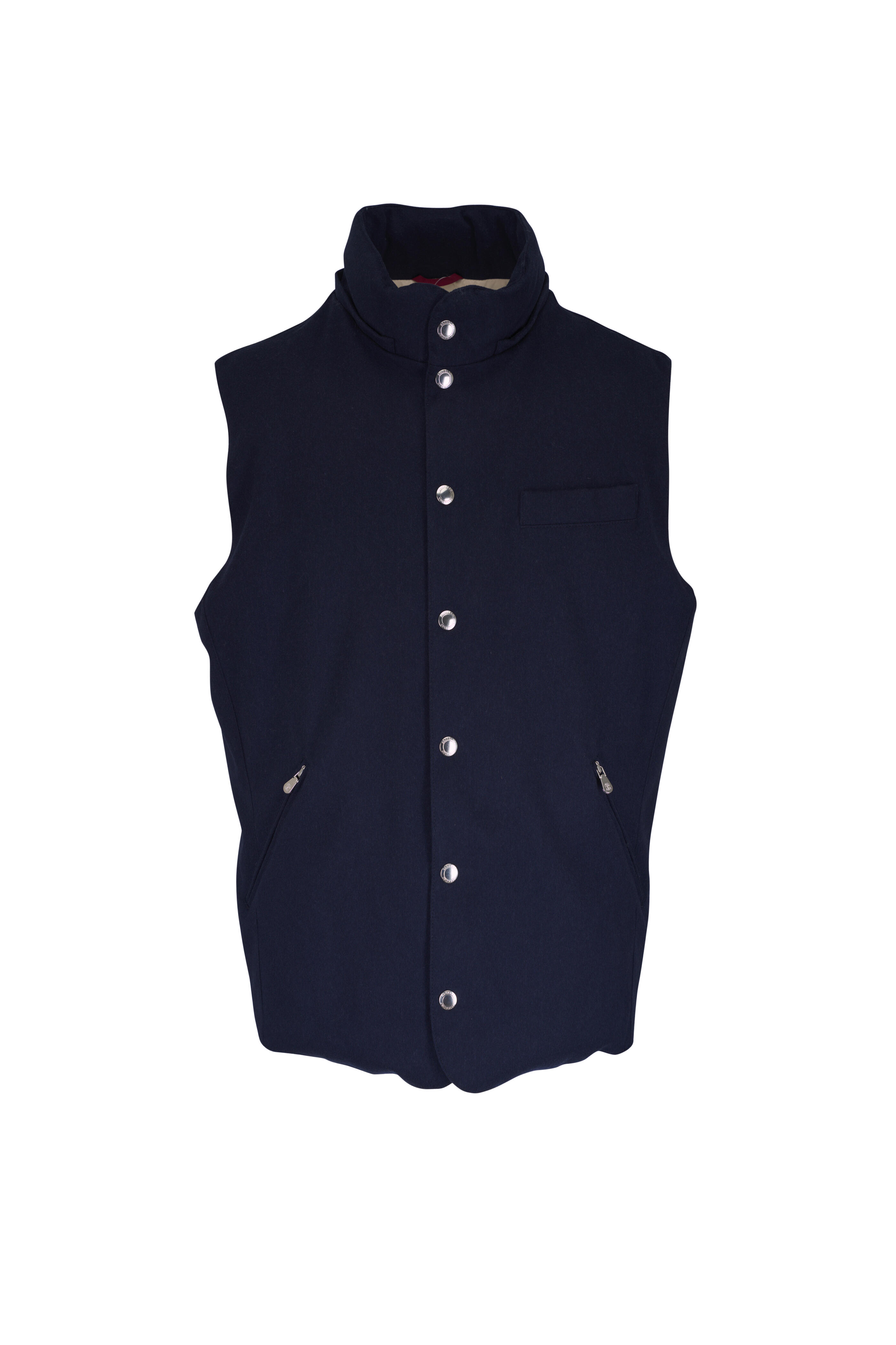 Brunello Cucinelli - Navy Blue Wool Flannel Down Vest