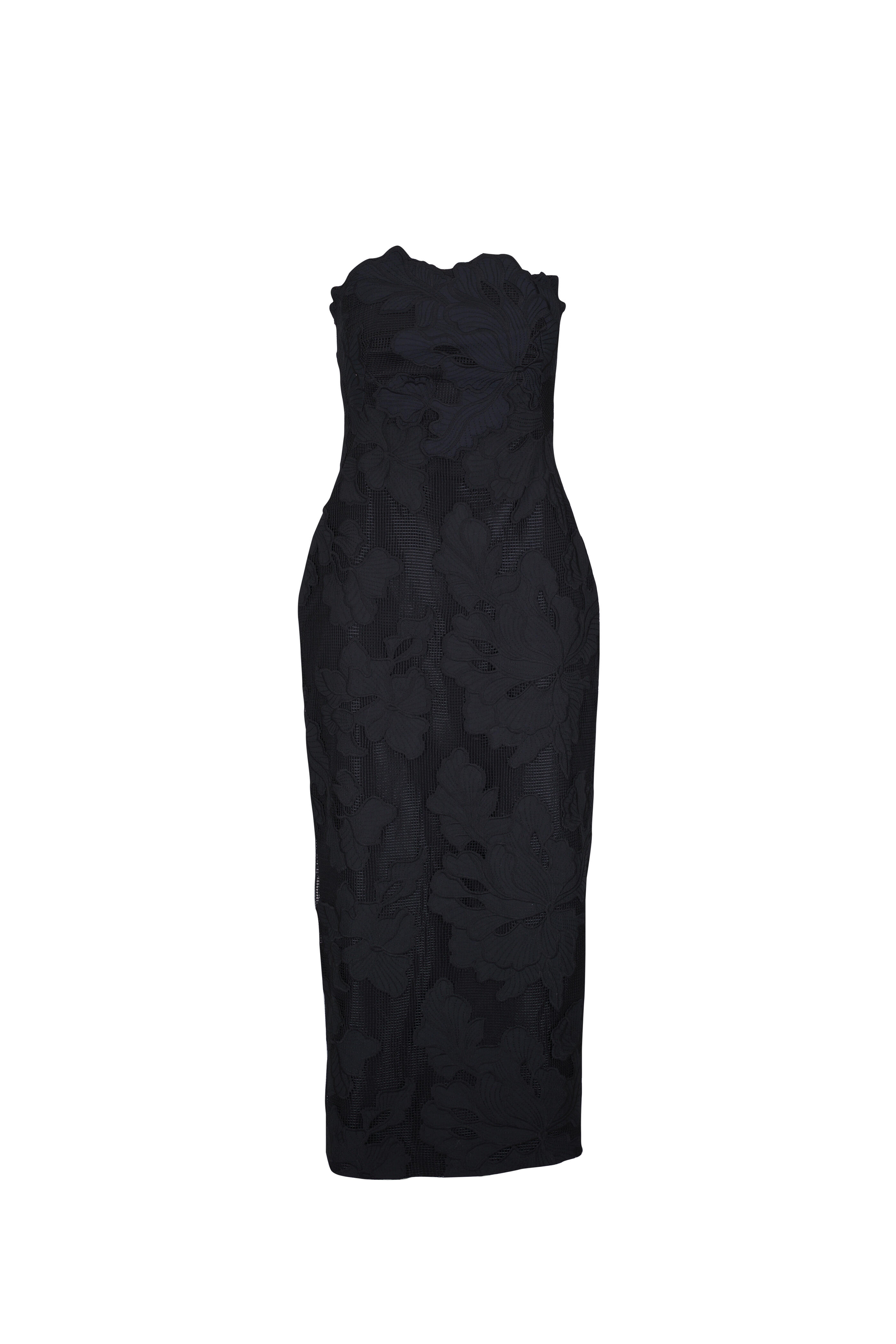 Lela Rose - Natasha Black Floral Embroidered Lace Dress