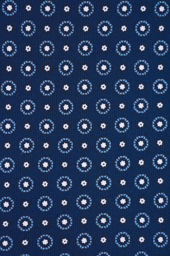Brioni Navy Medallion Print Silk Necktie - view 2