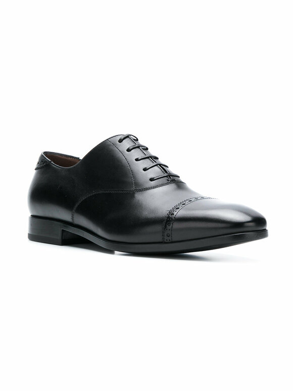 Ferragamo - Boston Black Leather Cap-Toe Oxford