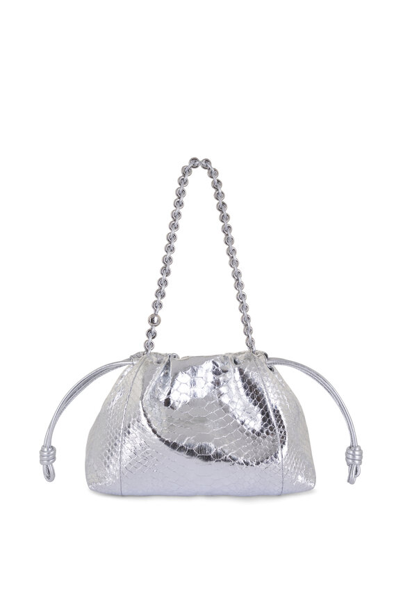 Loewe Flamenco Metallic Python Drawstring Pouch