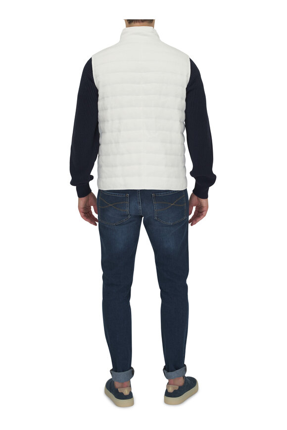 Brunello Cucinelli - Quilted White Linen Puffer Vest 