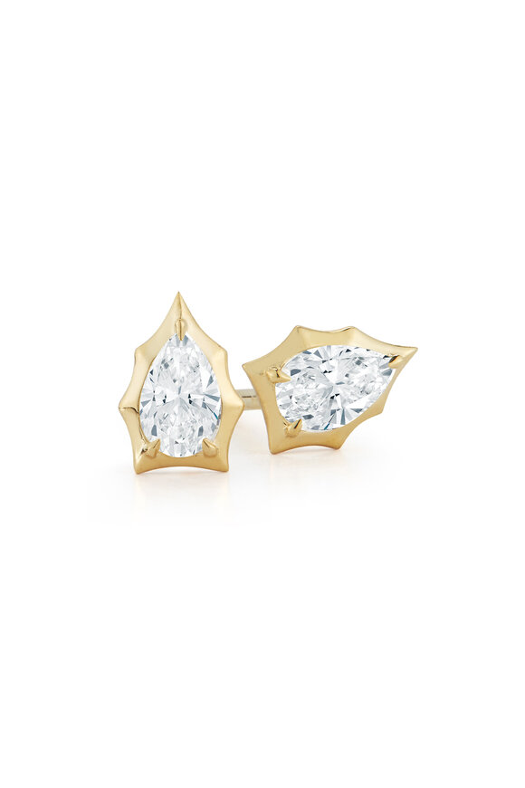 Jade Trau 18k Gold Envoy Pear-Shaped Diamond Stud Earrings