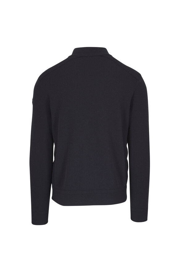 Moncler Navy Wool & Cashmere Padded Zip-Up Cardigan - view 4