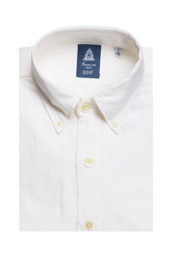 Finamore White Cotton & Cashmere Sport Shirt