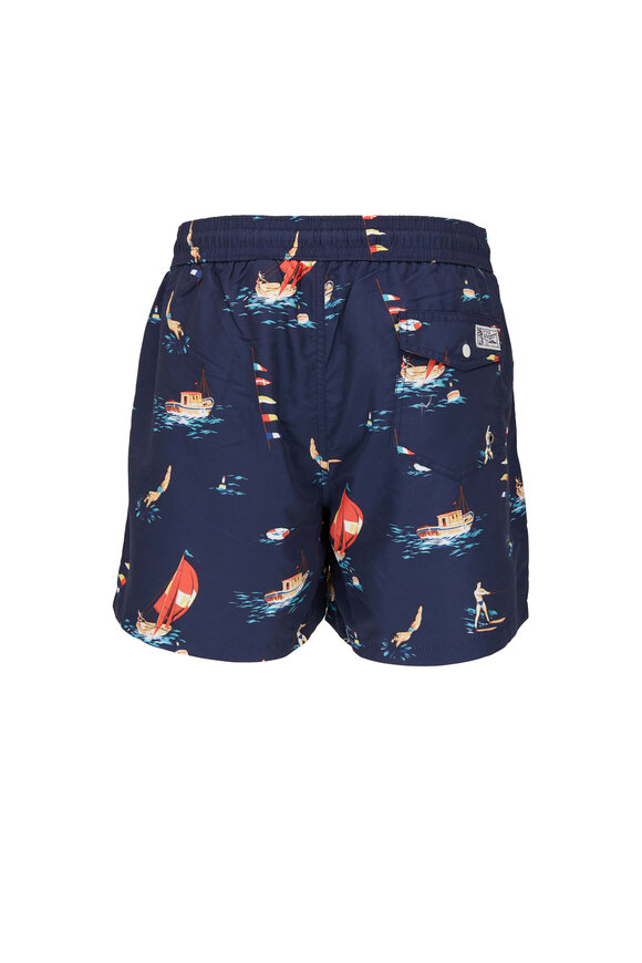 Polo Ralph Lauren - Navy Blue Travel Print Swim Trunks