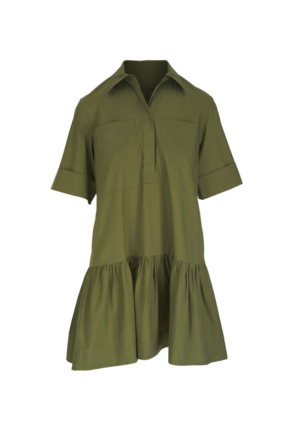 Jonathan Simkhai Cris Olive Green Shirtdress