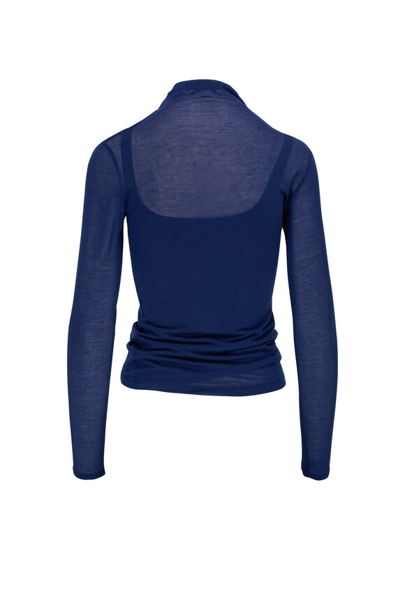 Vince - Blue Sheer Turtleneck Top 