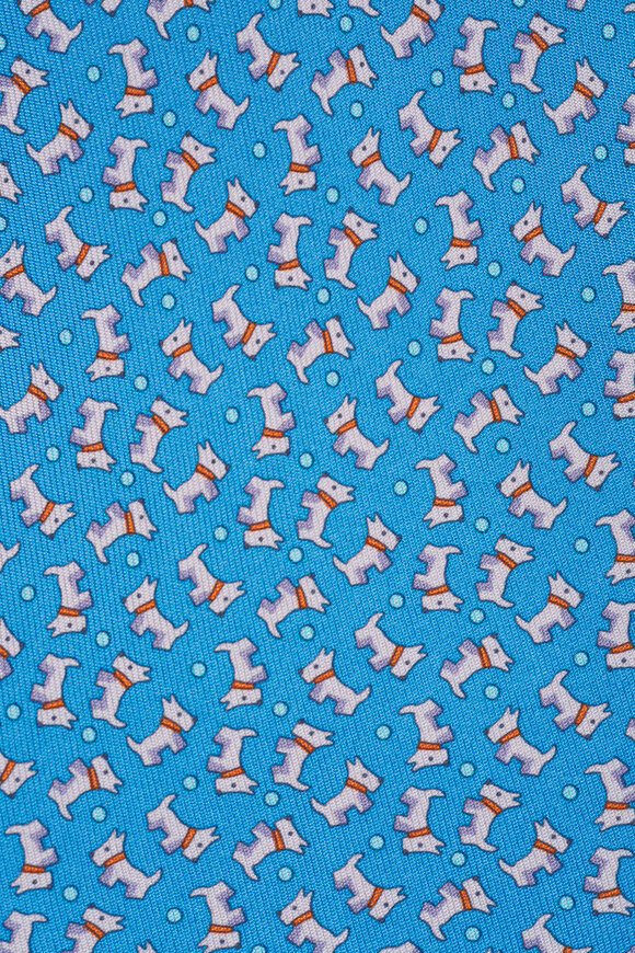 Ferragamo Light Blue Dog Print Silk Necktie - view 2