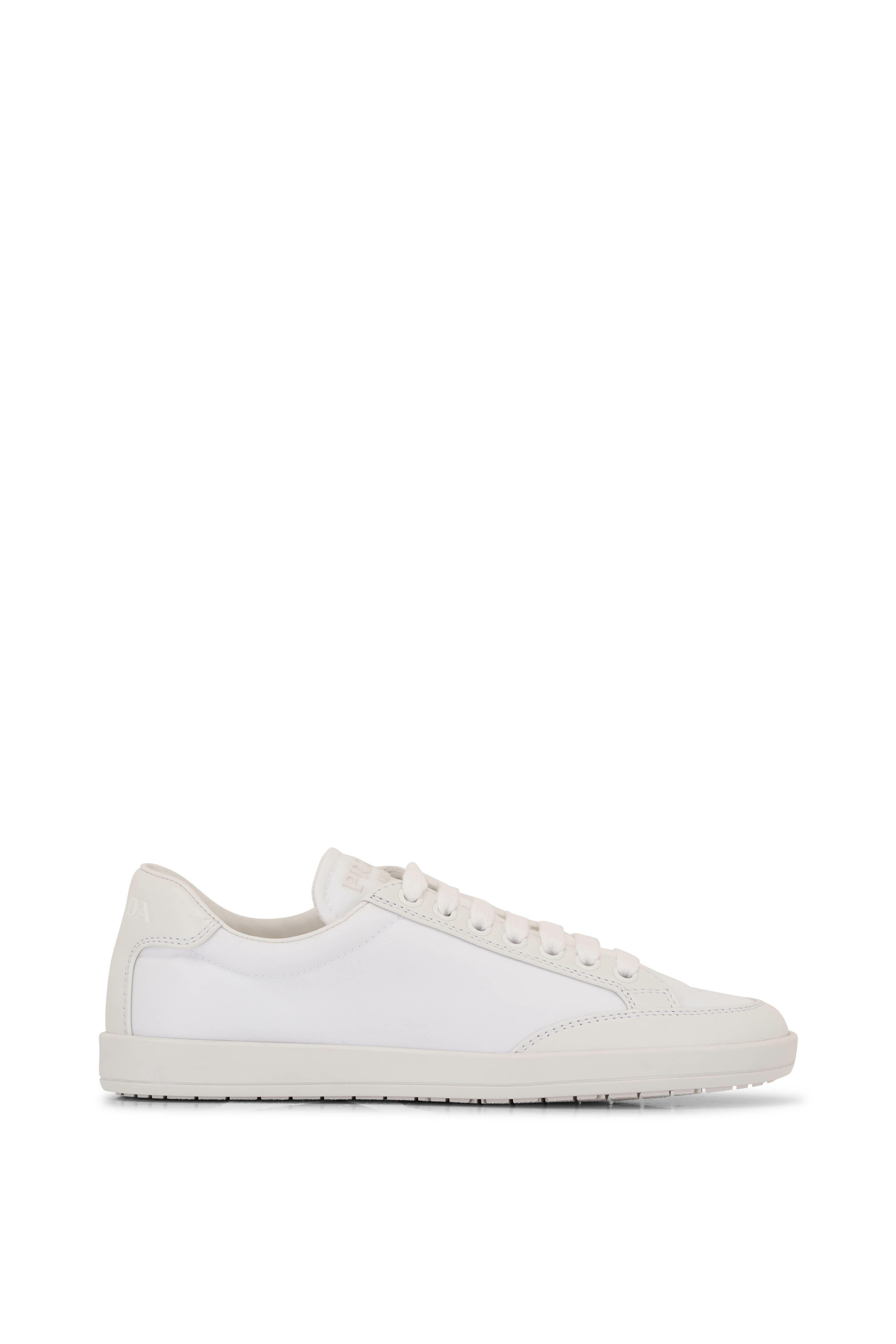 Prada - White Nylon & Leather Sneaker | Mitchell Stores